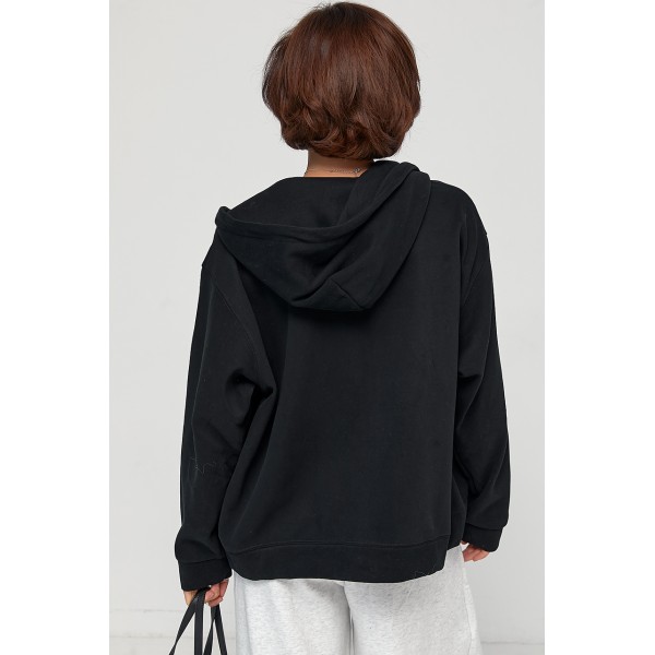 Худі жіноче трикотаж тепле oversize чорне