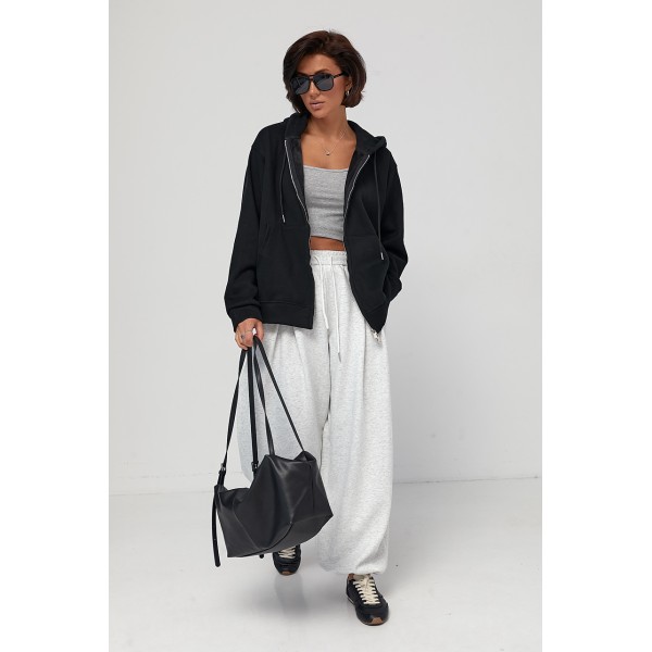 Худі жіноче трикотаж тепле oversize чорне