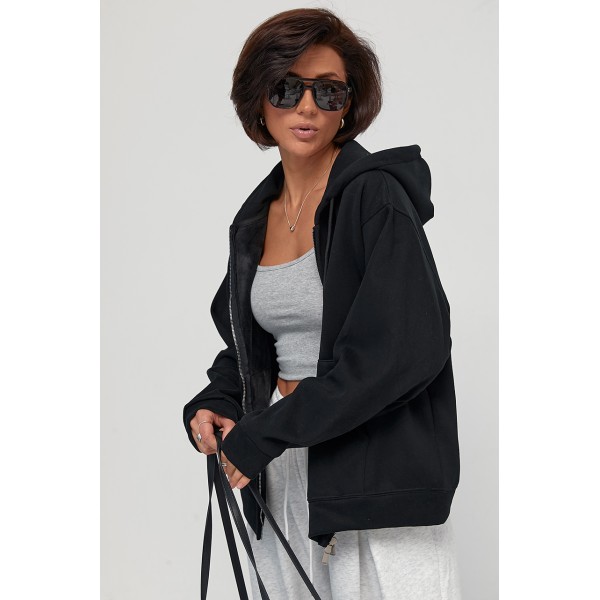 Худі жіноче трикотаж тепле oversize чорне