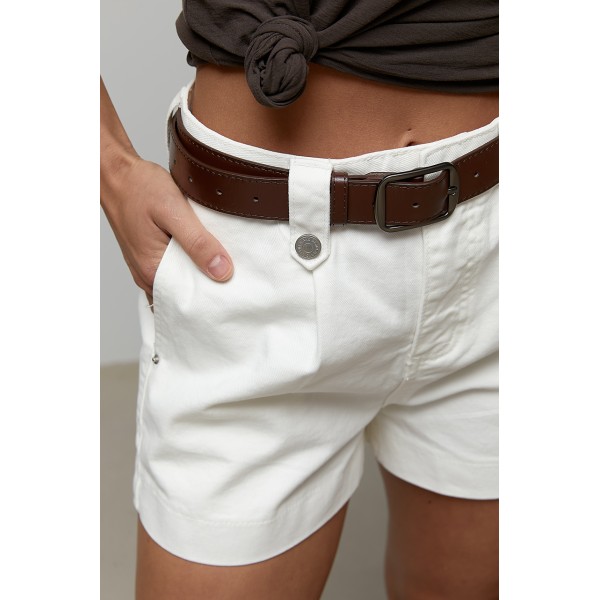 Шорты женские джинсовые с пуговицами белые Lurex