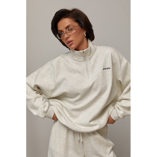 Костюм спортивный женский теплый светло-серый Lurex
