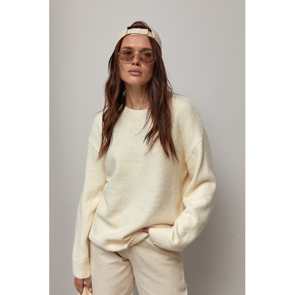 Вязана кофта з написом на спині - молочний ONE SIZE 76809