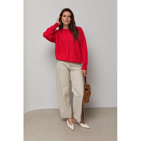 Джемпер жіночий в'язаний oversize червоний