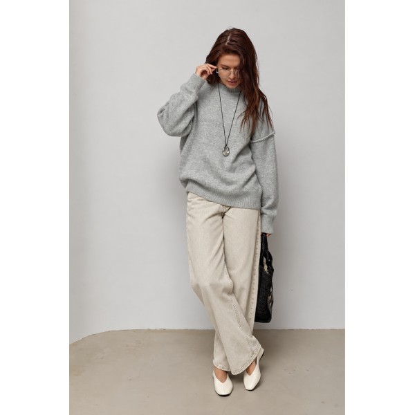 Джемпер жіночий в'язаний oversize сірий