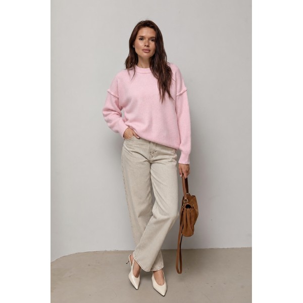 Джемпер жіночий в'язаний oversize рожевий