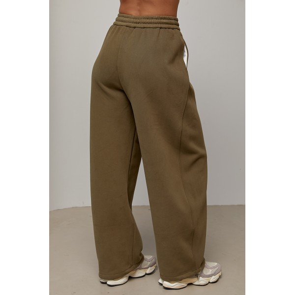 Утеплені вільні спортивні штани з кулісками - хакі M