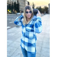 Сорочка-куртка жіноча капюшон клітинка