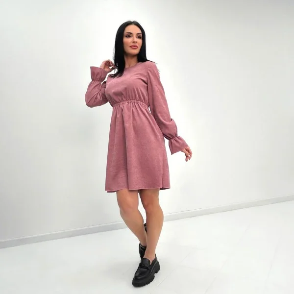 Сукня жіноча високої талії вельвет фрезова F-Girl