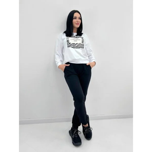 Костюм жіночий трикотажний контрастний чорно-білий F-Girl