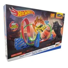 Автотрек Hot Wheels Looping Track стартовий механізм 3 петлі оранжево-синій