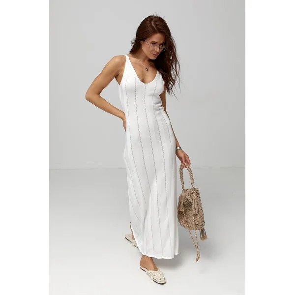 Сукня жіноча максі ажурна біла вязана Lurex