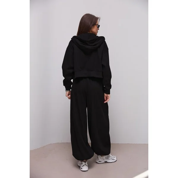 Спортивний костюм жіночий чорний трикотажний з начосом Lurex