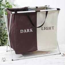 Корзина для белья Light&Dark складная 2 секции 61х35х57 см