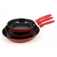 Набір сковорідок з литого алюмінію 3 шт червоний