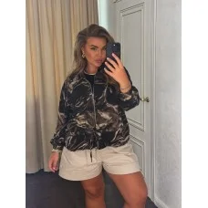 Куртка бомбер жіноча шовкова легка темно-коричнева