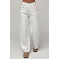 Джинсы женские белые широкие Wide Leg с швами